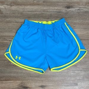 Under Armour HeatGear Shorts Blue Yellow Size Large